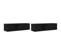 vidaXL Meuble TV 2 pcs chêne Noir 100x31x25,5 cm Bois d'ingénierie, Banc TV, Meuble HiFi, Centre de Divertissement, Buffet TV, Meuble multimédia