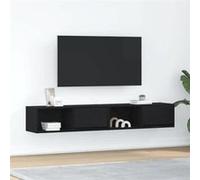 vidaXL Meuble TV 2 pcs chêne noir 80x31x25,5 cm bois d'ingénierie, banc TV, meuble hifi, centre de divertissement, buffet 861457 Noir G