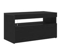 vidaXL Meuble TV 75 x 35 x 40 cm Chêne Noir Bois d'ingénierie | Élégant en chêne noir, Port USB intégré super pratique, Étagère flottante pour un rangement stylé
