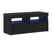 vidaXL Meuble TV 90 x 35 x 40 cm Chêne Noir Bois d'ingénierie | Un look élégant et stylé pour ton salon, Une bande lumineuse USB super pratique pour créer l'ambiance idéale,