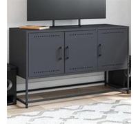 vidaXL Meuble TV anthracite 100,5x39x60,5 cm acier, support TV, buffet TV, meuble multimédia, banc TV, armoire hifi, centre 846478 Gris G