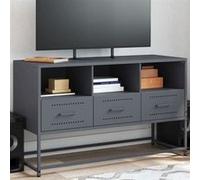 vidaXL Meuble TV anthracite 100,5x39x60,5 cm acier, support TV, buffet TV, meuble multimédia, banc TV, armoire hifi, centre 846544 Gris G