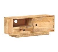 vidaXL Meuble TV Armoire Basse Meuble Divertissement avec 1 Porte et 1 Tiroir et 1 Etagère Salon Maison Intérieur 90x30x35 cm Bois Massif de Manguier Blanc G