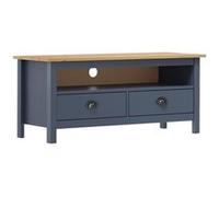 Meuble TV Armoire Basse Meuble Divertissement avec 2 Tiroirs et 1 Compartiment Salon Maison Intérieur Gris 110x40x47 cm Bois de Pin Solide