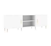 vidaXL Meuble TV, Armoire de Télévision avec 4 Compartiments, Meuble Télé avec Pieds Salle de Séjour, Moderne, Blanc Bois d'Ingénierie