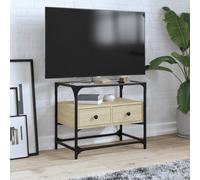 vidaXL Meuble TV avec dessus en verre chêne sonoma bois d'ingénierie Marron