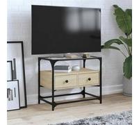 vidaXL Meuble TV avec dessus en verre chêne sonoma bois d'ingénierie Marron