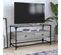 vidaXL Meuble TV avec dessus en verre sonoma gris bois d'ingénierie, support TV, armoire média, armoire hifi, unité TV, 846067 Gris G