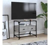 vidaXL Meuble TV avec dessus en verre sonoma gris bois d'ingénierie, support TV, armoire média, armoire hifi, unité TV, 846057 Gris G