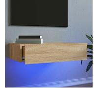 Vidaxl Meuble Tv Avec Éclairage Led Chêne Sonoma 60x35x15,5 Cm Multicolore