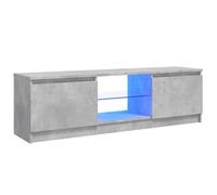 vidaXL Meuble TV avec éclairage LED, Gris béton, 120x30x36 cm, Panneaux de Bois & Verre trempé, Support TV Jusqu’à 50", Buffet Bas avec étagères, Meuble Moderne de Salon