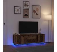vidaXL Meuble TV avec éclairage LED vieux bois 160,5x41x50 cm, support TV, meuble télé, meuble multimédia, banc TV, meuble 3328433