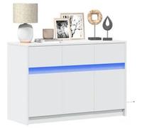 vidaXL Meuble TV avec LED blanc 91x34x61 cm bois d'ingénierie 852180 Blanc G