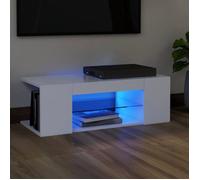 vidaXL Meuble TV Armoire basse 804238 avec lumières LED Blanc 90x39x30 cm