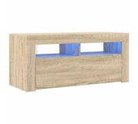 vidaXL Meuble TV Chêne Sonoma avec lumières LED 90x35x40 cm