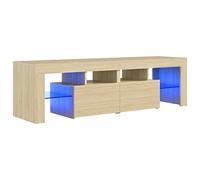 vidaXL Meuble TV avec Lumières LED, Armoire de Télévision, Meuble Télé de Salon, Armoire Basse Salle de Séjour Intérieur, Moderne, Chêne Sonoma