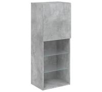 vidaXL Meuble TV avec Lumières LED, Armoire de Télévision Murale avec Rangement, Meuble Télé Suspendu Salon Salle de Séjour, Moderne, Gris Béton