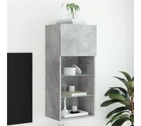 vidaXL Meuble TV avec Lumières LED, Armoire de Télévision Murale avec Rangement, Meuble Télé Suspendu Salon Salle de Séjour, Moderne, Gris Béton