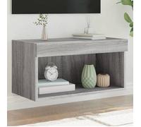 vidaXL Meuble TV avec Lumières LED, Armoire de Télévision Murale avec Rangement, Meuble Télé Suspendu Salon, Moderne, Sonoma 837137