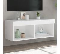 vidaXL Meuble TV suspendu LED 80x30x30 cm avec rangement Blanc