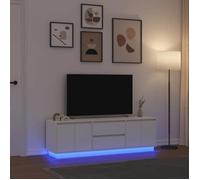 vidaXL Meuble TV avec lumières LED blanc 160,5x41x50 cm, support TV, meuble télé, meuble multimédia, banc TV, meuble hifi, 3328426