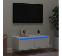 vidaXL Meuble TV avec lumières LED blanc 75x35,5x25 cm