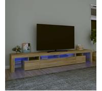 vidaXL Meuble TV avec lumières LED – Centre de divertissement 260x36,5x40 cm Chêne Sonoma