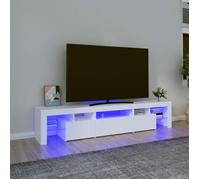 vidaXL Meuble TV Centre de divertissement avec lumières LED 200×36,5×40 cm Blanc 3152810