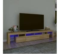 vidaXL Meuble TV Centre de divertissement avec lumières LED Rangement Chêne Sonoma