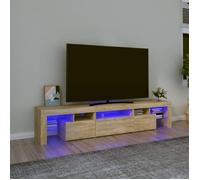 vidaXL Meuble TV Meuble média 200x36,5x40 cm Chêne Sonoma avec lumières LED
