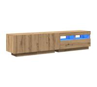 vidaXL Meuble TV avec lumières LED chêne Artisanal Bois d'ingénierie, Support TV, Buffet de télévision, Meuble multimédia, Banc TV, Meuble HiFi