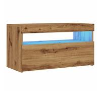 vidaXL Meuble TV avec lumières LED chêne Artisanal Bois d'ingénierie, Support TV, Meuble multimédia, Console TV, Meuble HiFi, Centre de Divertissement