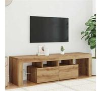 vidaXL Meuble TV avec lumières LED chêne Artisanal Bois d'ingénierie, Support TV, Meuble multimédia, Console TV, Meuble HiFi, Centre de Divertissement