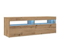 vidaXL Meuble TV avec lumières LED chêne Artisanal Bois d'ingénierie, Support TV, Meuble multimédia, Console TV, Meuble HiFi, Centre de Divertissement