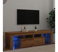 vidaXL Meuble TV avec lumières LED chêne Artisanal Bois d'ingénierie, Support TV, Meuble multimédia, Console TV, Meuble HiFi, Centre de Divertissement