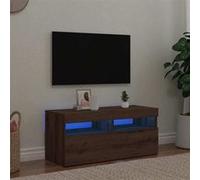 vidaXL Meuble TV Console – chêne artisanal, bois d'ingénierie avec lumières LED