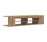 vidaXL Meuble TV Console 856324, chêne artisanal bois d'ingénierie, lumières LED, Marron
