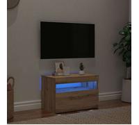 vidaXL Meuble TV avec lumières LED chêne artisanal bois d'ingénierie, support TV, meuble multimédia, console TV, meuble 856311