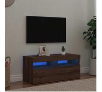 vidaXL Meuble TV avec lumières LED chêne Artisanal Bois d'ingénierie, Support TV, Meuble multimédia, Console TV, Meuble HiFi, Centre de Divertissement
