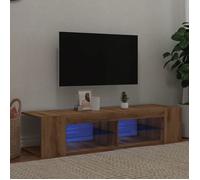 vidaXL Meuble TV avec lumières LED chêne Artisanal Bois d'ingénierie, Support TV, Meuble multimédia, Console TV, Meuble HiFi, Centre de Divertissement