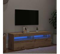 vidaXL Meuble TV avec lumières LED chêne artisanal bois d'ingénierie, support TV, meuble multimédia, console TV, meuble 856306