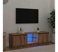 vidaXL Meuble TV avec lumières LED chêne Artisanal Bois d'ingénierie, Support TV, Meuble multimédia, Console TV, Meuble HiFi, Centre de Divertissement