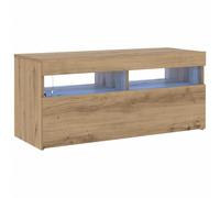 vidaXL Meuble TV Console – chêne artisanal, bois d'ingénierie avec lumières LED