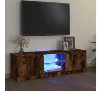 vidaXL Meuble TV 815708 avec lumières LED chêne fumé 120x30x36 cm
