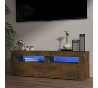 vidaXL Meuble TV avec lumières LED Chêne fumé 120x35x40 cm815684 Brun G