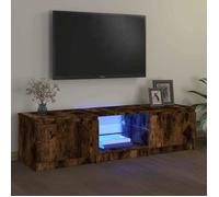 vidaXL Meuble TV LED Chêne Fumé 140 cm