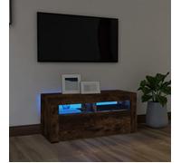 vidaXL Meuble TV avec lumières LED Chêne fumé 90x35x40 cm, Support TV, Armoire média, Armoire HiFi, unité TV, unité média, Armoire latérale, Buffet