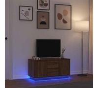 vidaXL Meuble TV avec lumières LED chêne Marron 100x41x50 cm, Support TV, Meuble télé, Meuble multimédia, Banc TV, Meuble HiFi