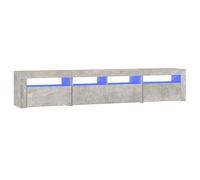 vidaXL Meuble TV avec lumières LED Gris béton 210x35x40 cm