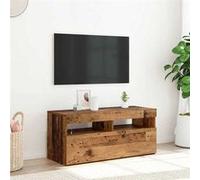 vidaXL Meuble TV avec lumières LED vieux bois bois d'ingénierie, support TV, meuble multimédia, console TV, meuble hifi, 856307
